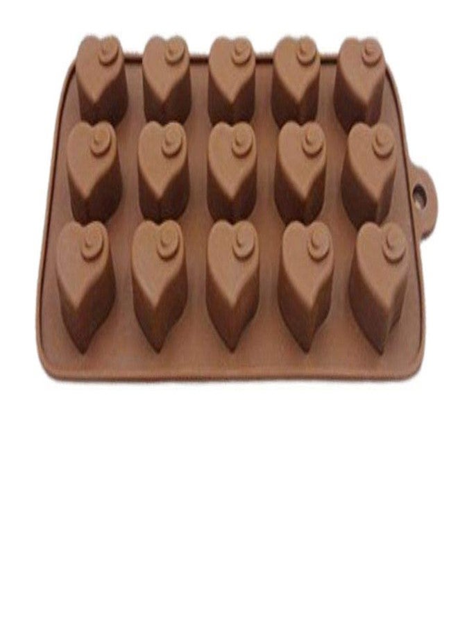 Abrazo Silicone Love Shape Chocolate Jelly Candy Mold, Cake Baking Mold, 15-Cavity Bakeware Mould, Brown - Image 5