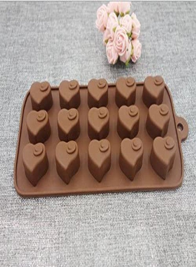 Abrazo Silicone Love Shape Chocolate Jelly Candy Mold, Cake Baking Mold, 15-Cavity Bakeware Mould, Brown - Image 4