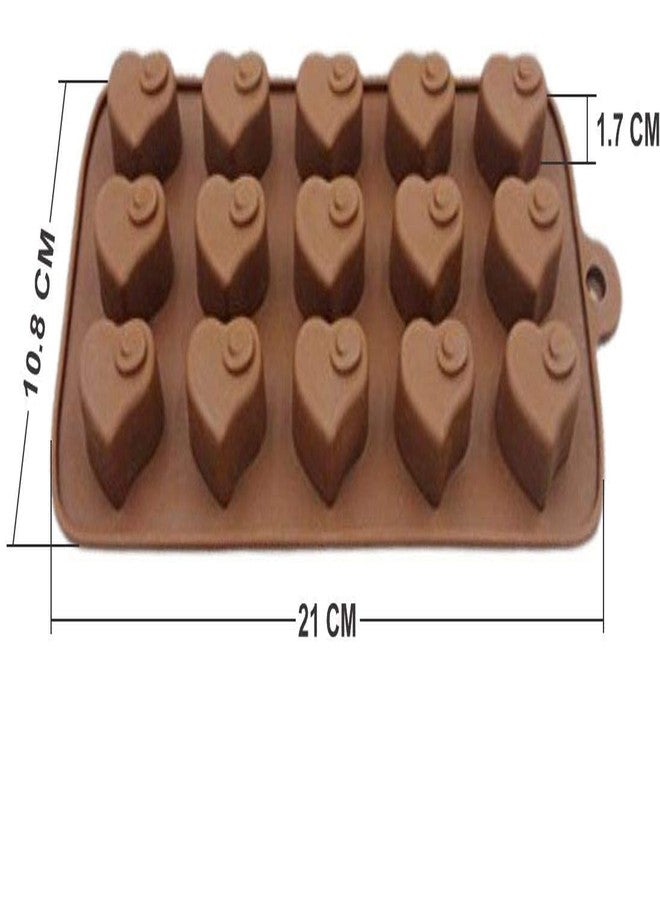 Abrazo Silicone Love Shape Chocolate Jelly Candy Mold, Cake Baking Mold, 15-Cavity Bakeware Mould, Brown - Image 3
