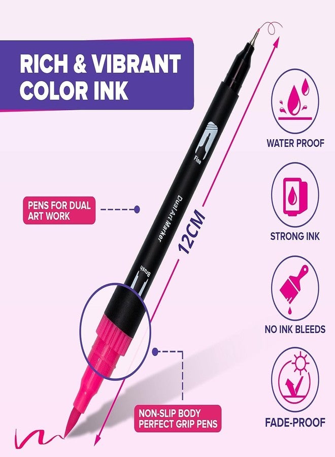 Corslet 42 Pcs Dual Tip Colour Markers Set - 36 Pc Brush Pens & 6 Pc Aesthetic Highlighter Pen Pastel Highlighter Set Sketch Colour Sketch Pen Set Calligraphy Brush Pen for Drawing & Sketching color - Image 2