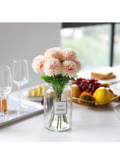 Artificial Flower Chrysanthemum Snowball Light Champagne Color 7 Individual Single Branch Bunch