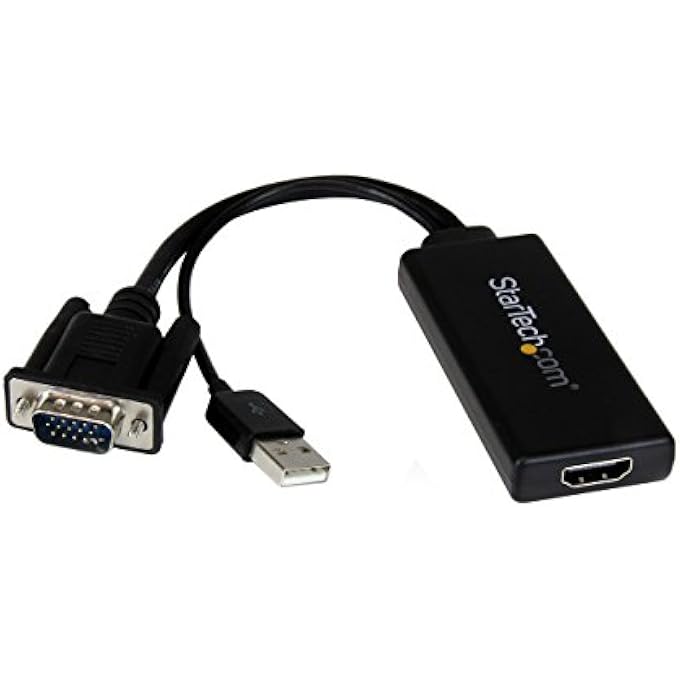 rayihni .COM VGA TO HDMI ADAPTER WITH USB AUDIO - VGA TO HDMI CONVERTER FOR YOUR LAPTOP/PC TO HDTV - AV TO HDMI CONNECTOR (VGA2HDU), BLACK - Image 1