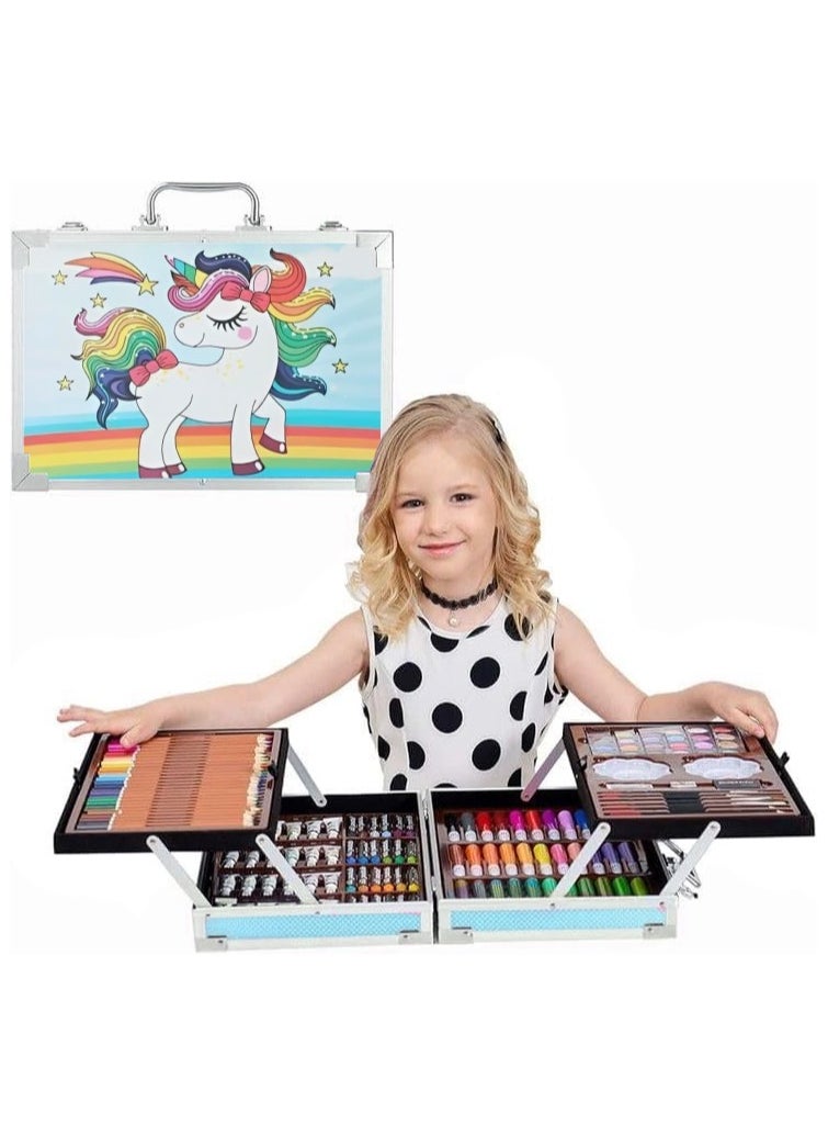UniTrain Art Set with Portable Case | Professional Drawing & Painting Kit for Kids, Teens, and Adults | Includes Colored Pencils, Watercolor Paints, Oil Pastels 208  - Image 1