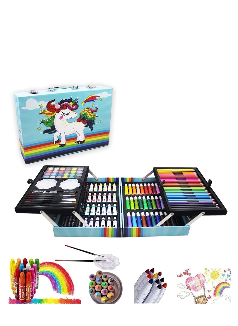 UniTrain Art Set with Portable Case | Professional Drawing & Painting Kit for Kids, Teens, and Adults | Includes Colored Pencils, Watercolor Paints, Oil Pastels 208  - Image 2