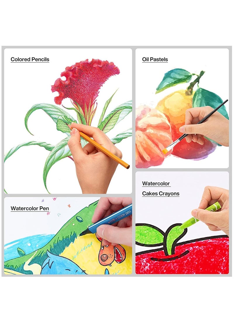 UniTrain Art Set with Portable Case | Professional Drawing & Painting Kit for Kids, Teens, and Adults | Includes Colored Pencils, Watercolor Paints, Oil Pastels 208  - Image 3