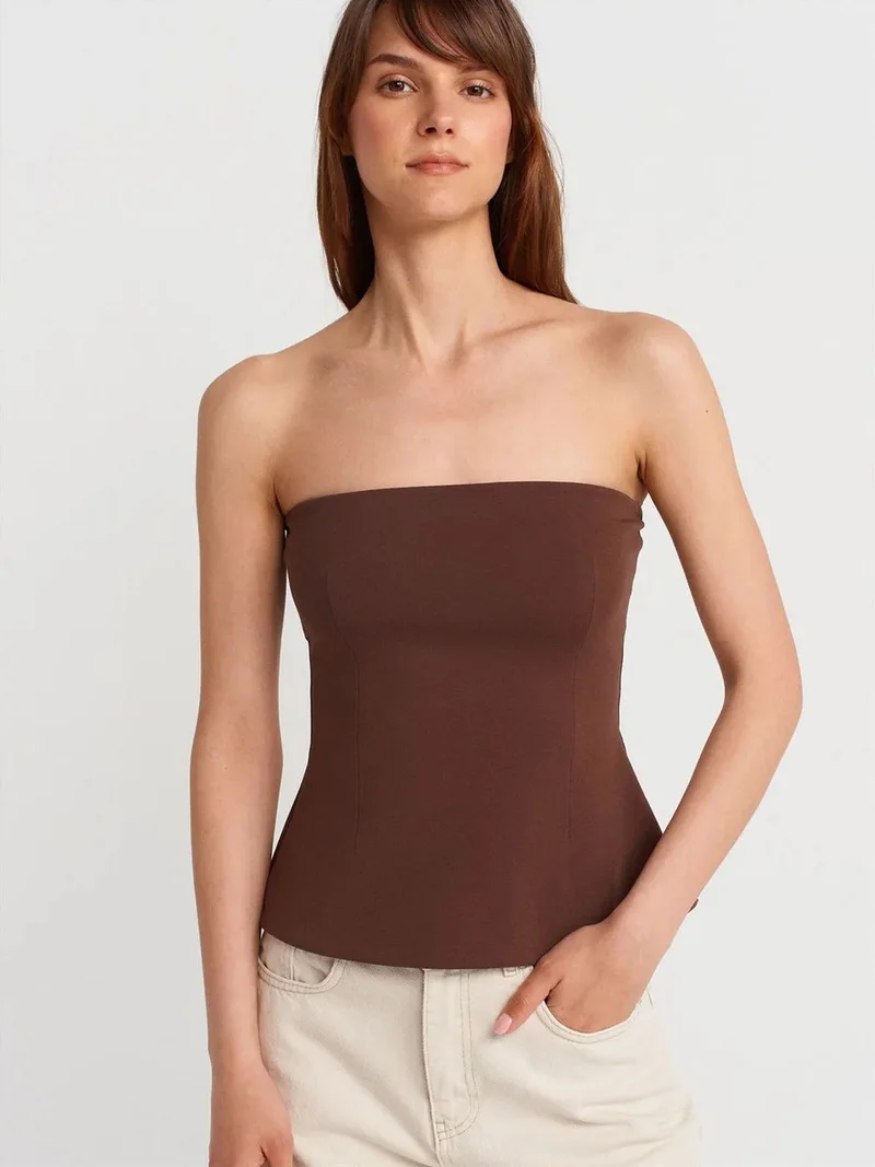 ديلفين Dilvin Strapless Slim-fit Bandeau Blouse