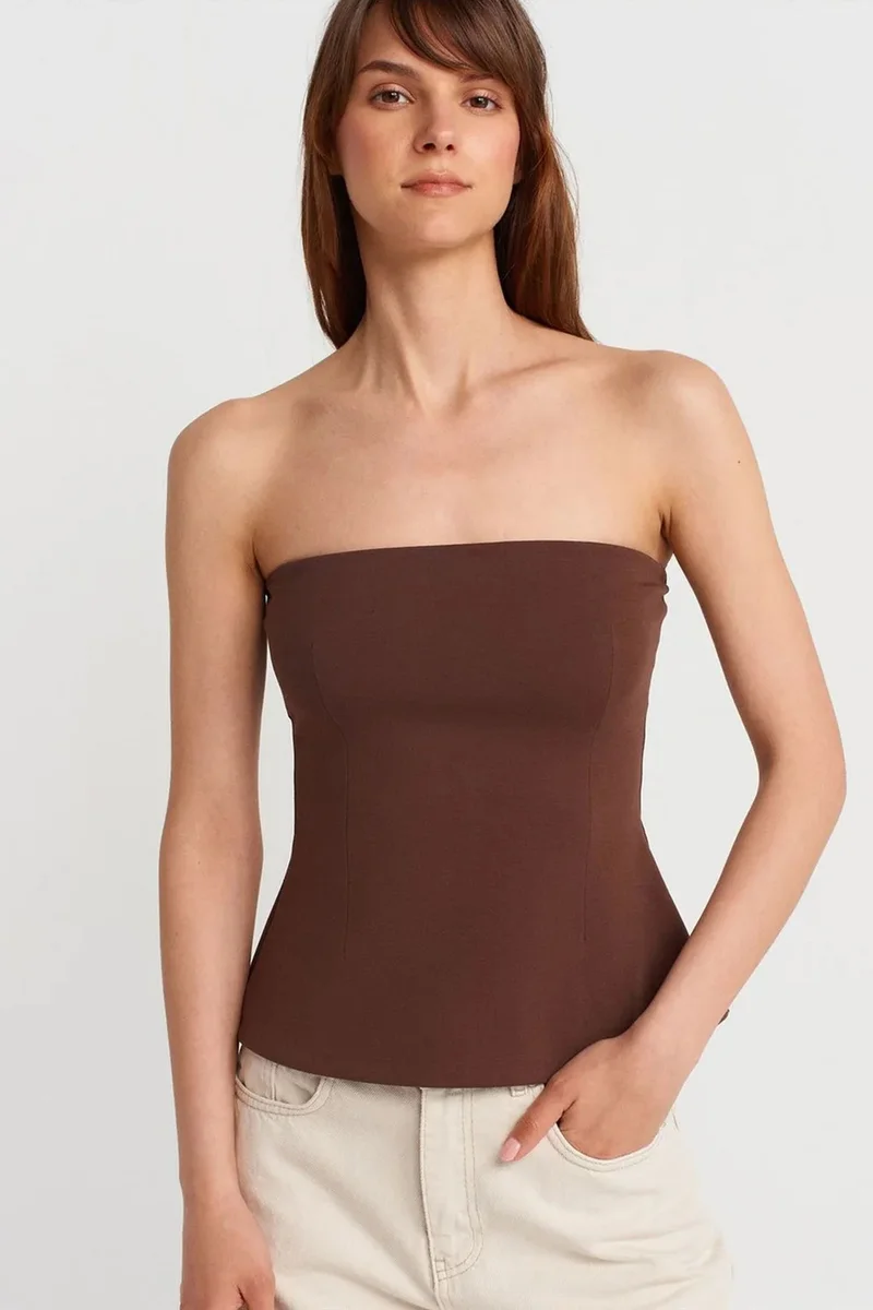 DILVIN Strapless Slim-fit Bandeau Blouse