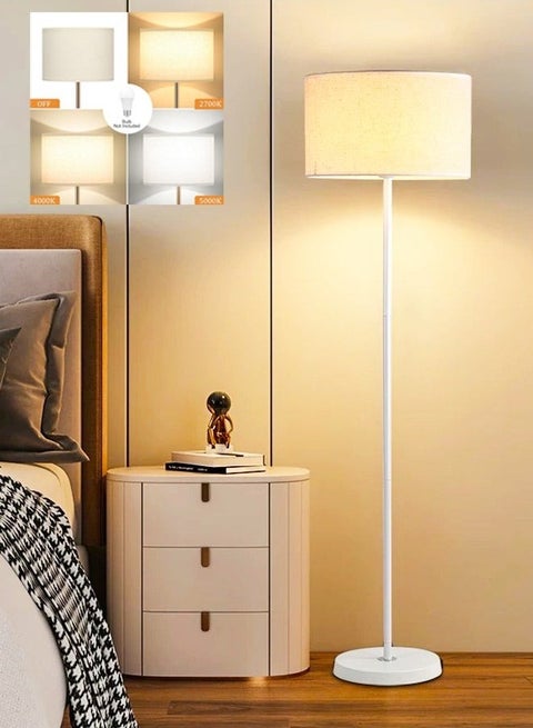 Modern Floor Lamps for Living Room Bedroom, Small Standing Lamp with Lampshade, Simple 58" Tall Lamp, Foot Pedal Switch, Floor Lamp for Office/Classroom/Kids Room