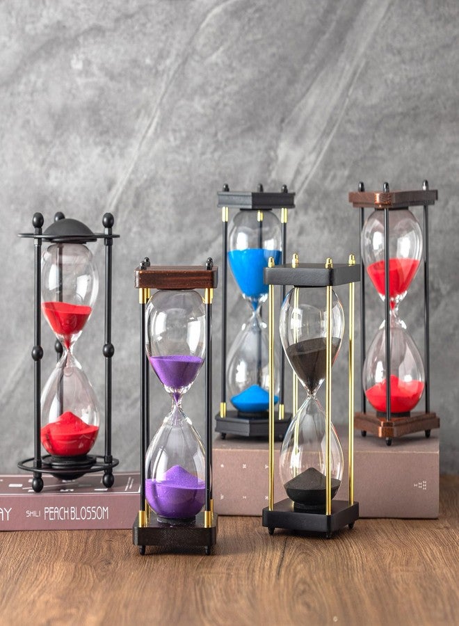 ELAINESTORE Hourglass Timer 60 Minute with Golden Pillars, Black Wooden Base Decorative Sand Timer (Black Sand, Large Size) - Image 4