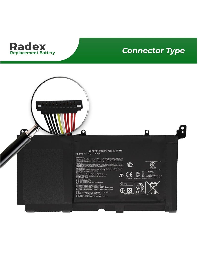 RADEX - B31N1336 High Grade Compatible Laptop Battery for Asus Vivo Book K551 K551L K551LA K551LB K551LN V551 V551L V551LA R553 R553L R553LN R553LF S551 S55IL S551LN-1A K551LA-XX314 Series - Image 1
