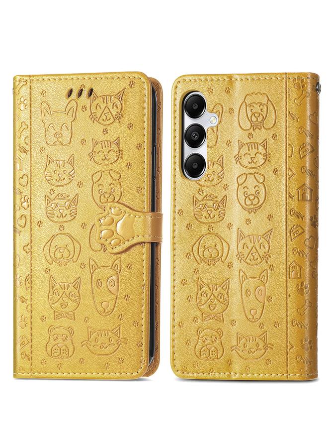 اس-توب جراب لهاتف Samsung Galaxy A35 5G، جراب هاتف من الجلد المنقوش بنقشة قطة وكلب - Image 2