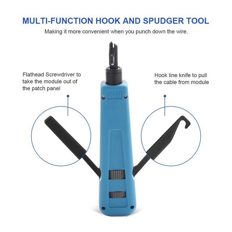 10Gtek Punch Down Tool with 110/88 Blade & Network Wire Stripper, Multifunction Hook Tool for Telephone Impact Terminal Insertion and cat6a/cat6/cat5e/cat5 Cable - Image 4