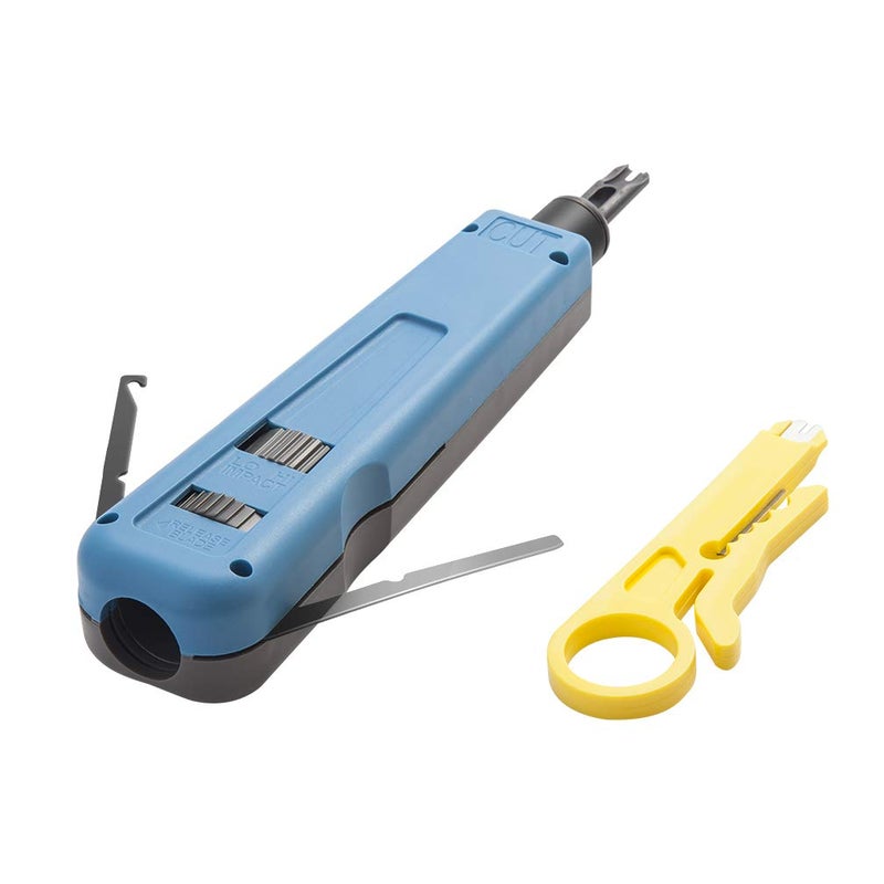 10Gtek Punch Down Tool with 110/88 Blade & Network Wire Stripper, Multifunction Hook Tool for Telephone Impact Terminal Insertion and cat6a/cat6/cat5e/cat5 Cable - Image 1