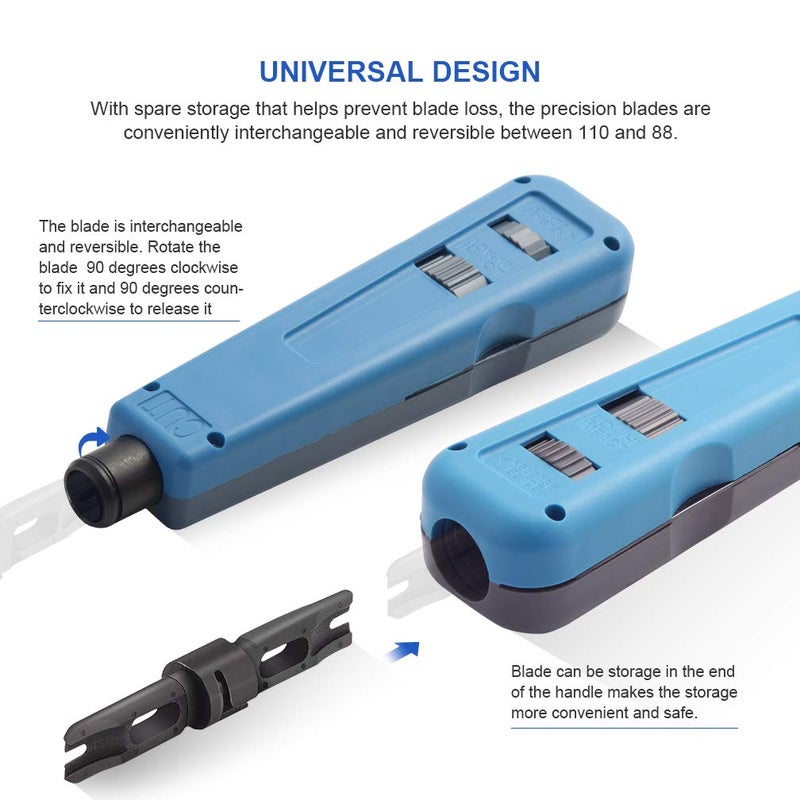 10Gtek Punch Down Tool with 110/88 Blade & Network Wire Stripper, Multifunction Hook Tool for Telephone Impact Terminal Insertion and cat6a/cat6/cat5e/cat5 Cable - Image 3