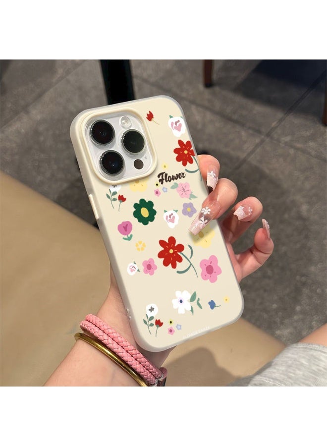 NIBEMINENT A Screen Full Of Flowers Protective TPU Case Cover For iPhone 14 Pro Max, Off White