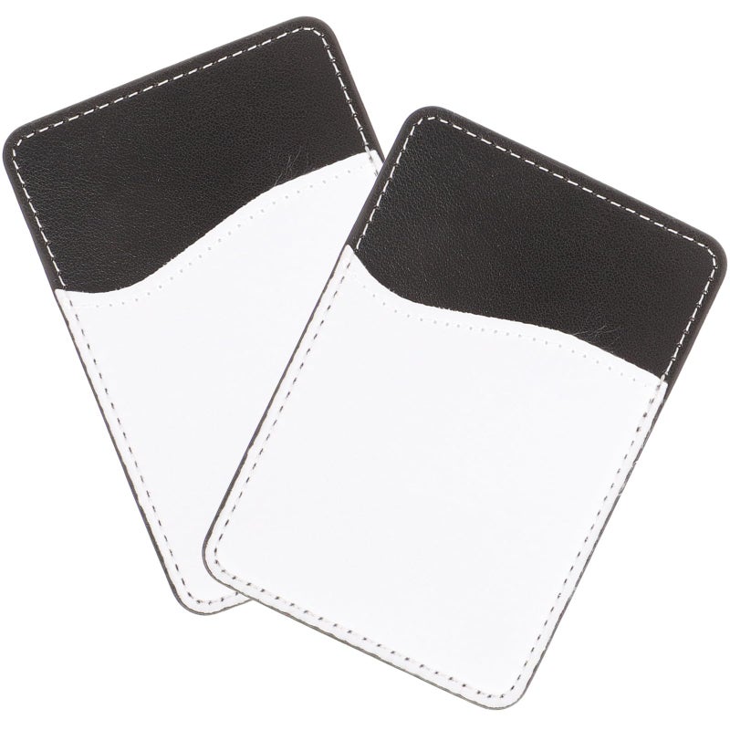 2pcs Black Leather Adhesive Phone Card Holder Wallet for Credit Cards Smartphones - Image 2