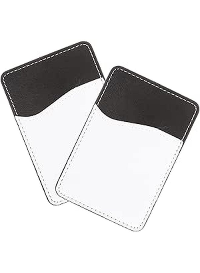 2pcs Black Leather Adhesive Phone Card Holder Wallet for Credit Cards Smartphones - Image 1