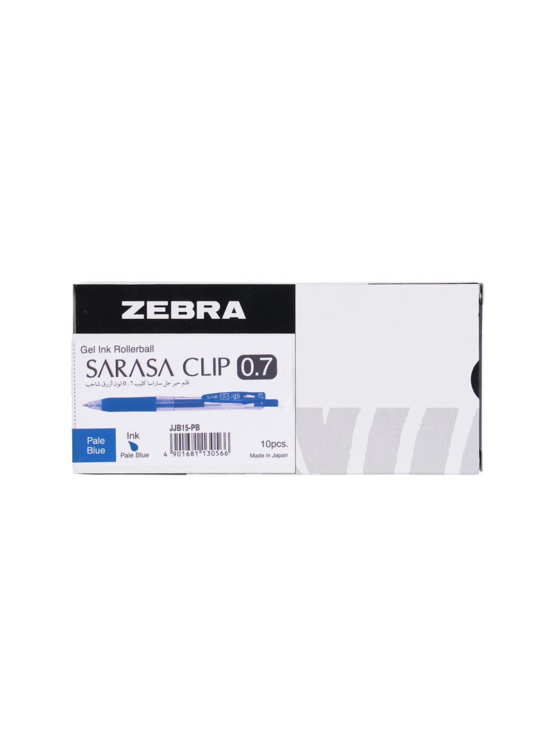 ZEBRA Sararsa Clip Pale Blue Gel Pen 0.7mm, for Journaling , Sketching , Drawing , Note-Taking , Pack of 10 Pens - Image 1