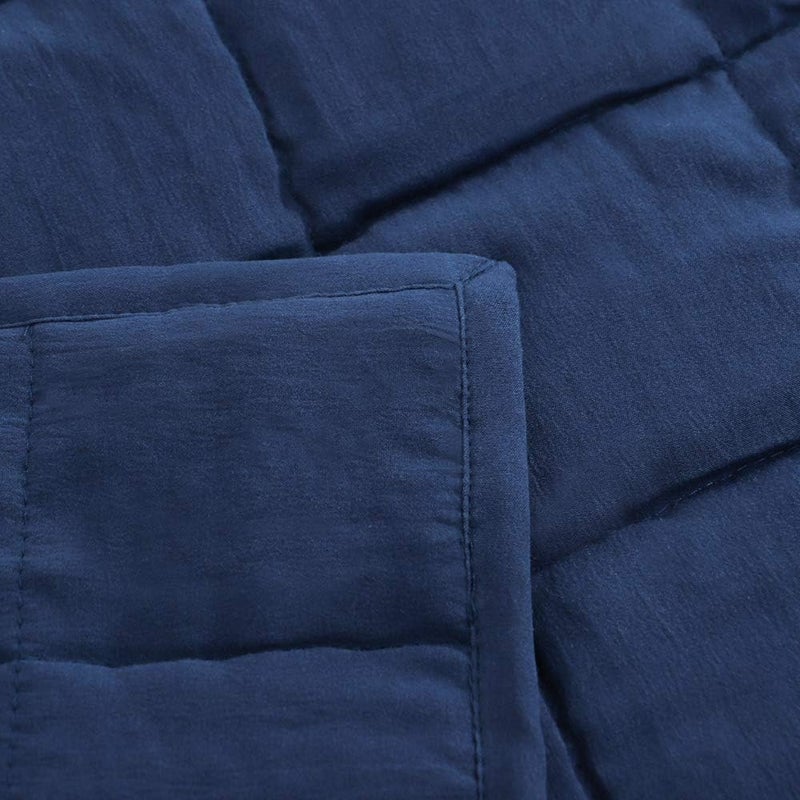 EMME Quilts Twin Size Bedding Sets Navy Blue Bedspread Soft Pre-Washed Quilt Winter Bed Sets, 2 Piece, Cozy Reversible Microfiber Bed Coverlet with Pillow Sham (Square Pattern,66"x90") - Image 4
