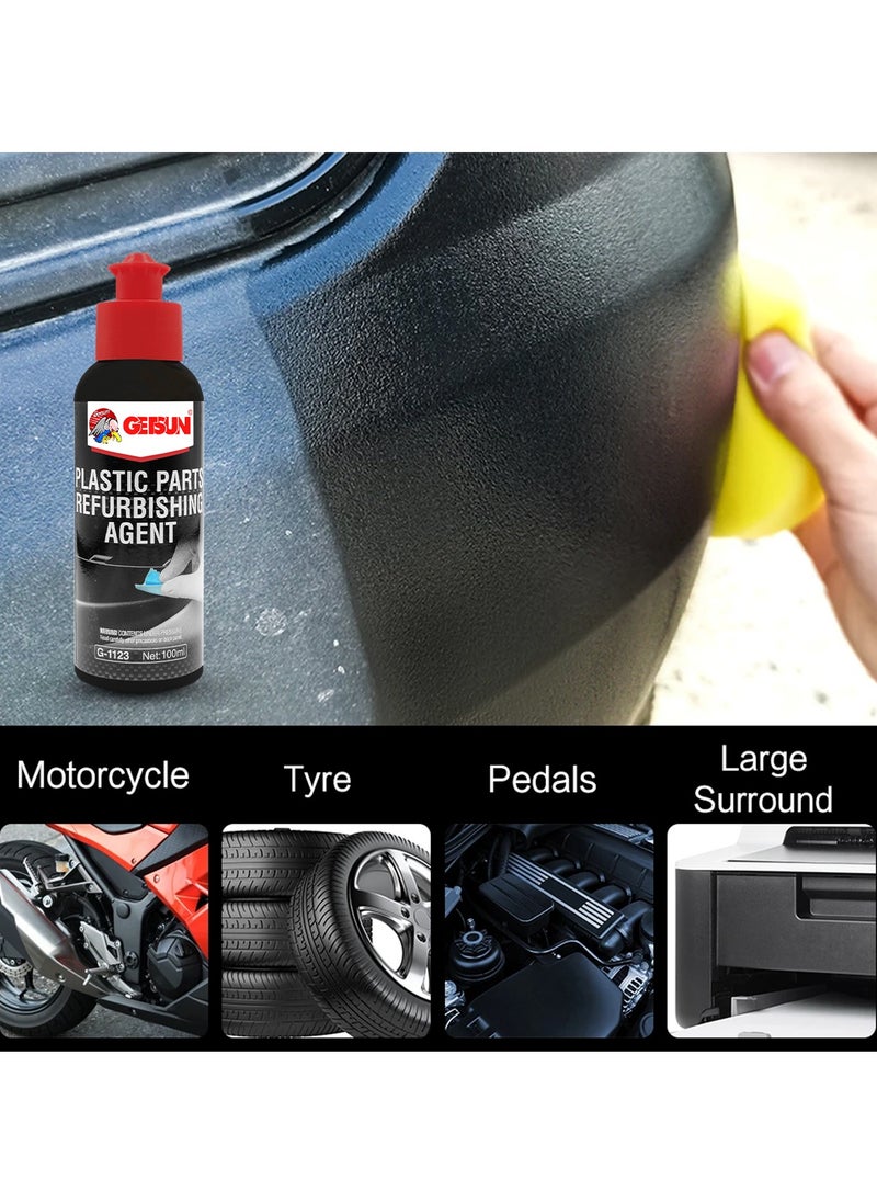 GETSUN Plastic Parts Polish Refurbishing Agent for Car Exterior, Restores Faded Plastic Trim, Bumpers, and More - 100ml Bottle, Easy Application for Long-lasting Shine  - Image 4