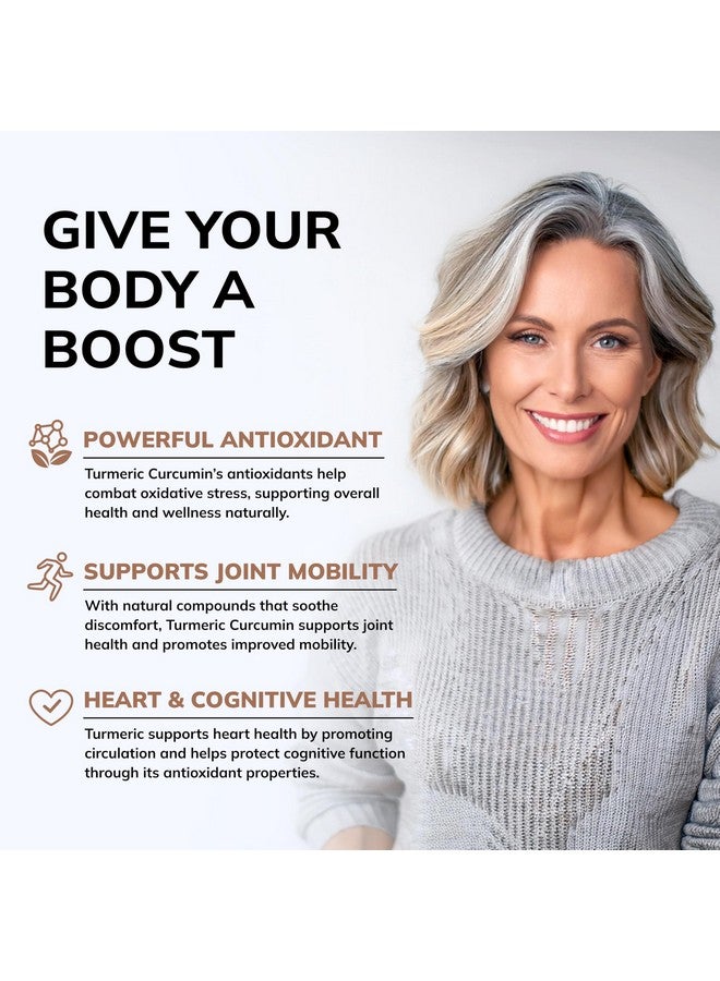 aSquared Nutrition Turmeric Curcumin 1300mg with BioPerine Black Pepper Extract Supplement - 60 Capsules - with 95% Curcuminoids - Natural Tumeric Root Powder Joint Pills - Image 3