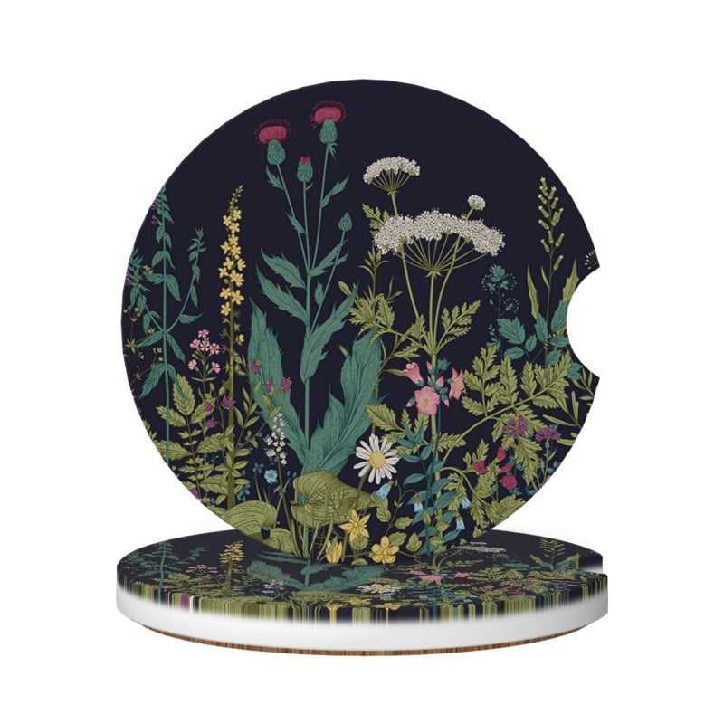 GACCAP Car Coasters for Cup Holders 2 Pack Absorbent Ceramics Anti Slip Universal 256 Inch Car Cup Coaster for Women Men Car Interior Accessories Vintage Dandelion Daisy Flower - Image 3