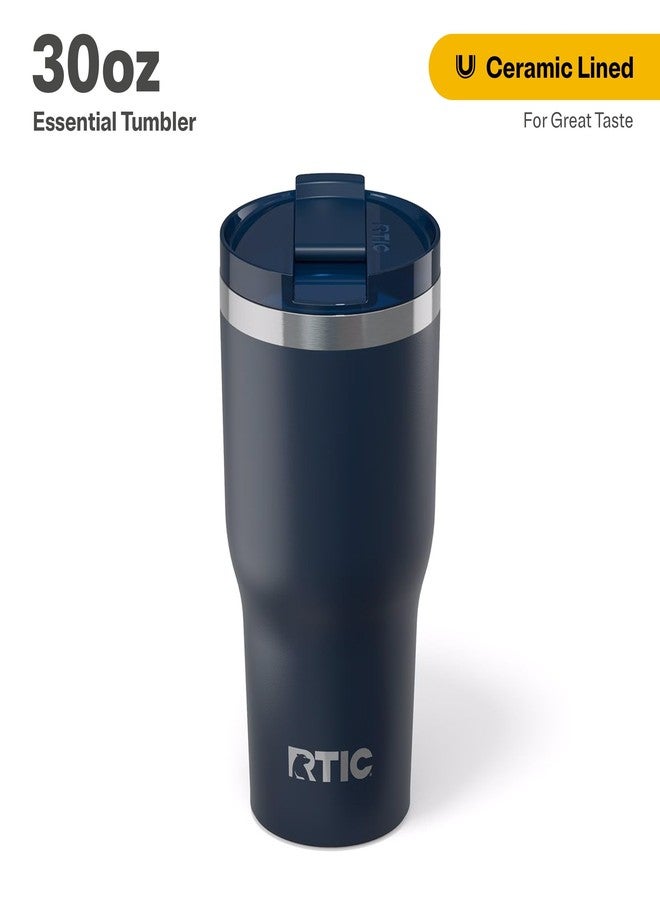 RTIC كوب RTIC Essential Tumbler سعة 30 أونصة مع غطاء، مبطن بالسيراميك، معزول، مصنوع من الفولاذ المقاوم للصدأ، معدني، جدار مزدوج معزول بالتفريغ، كوب سفر للقهوة المثلجة والشاي والمشروبات الساخنة والباردة، لون أزرق داكن - Image 2