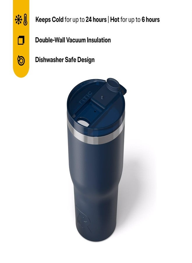 RTIC كوب RTIC Essential Tumbler سعة 30 أونصة مع غطاء، مبطن بالسيراميك، معزول، مصنوع من الفولاذ المقاوم للصدأ، معدني، جدار مزدوج معزول بالتفريغ، كوب سفر للقهوة المثلجة والشاي والمشروبات الساخنة والباردة، لون أزرق داكن - Image 3
