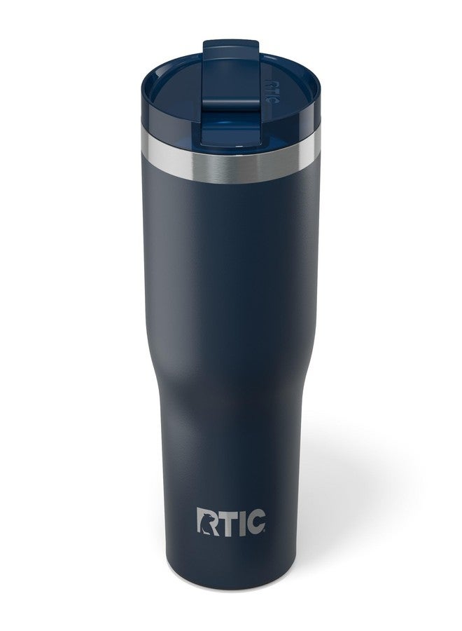 RTIC كوب RTIC Essential Tumbler سعة 30 أونصة مع غطاء، مبطن بالسيراميك، معزول، مصنوع من الفولاذ المقاوم للصدأ، معدني، جدار مزدوج معزول بالتفريغ، كوب سفر للقهوة المثلجة والشاي والمشروبات الساخنة والباردة، لون أزرق داكن - Image 1