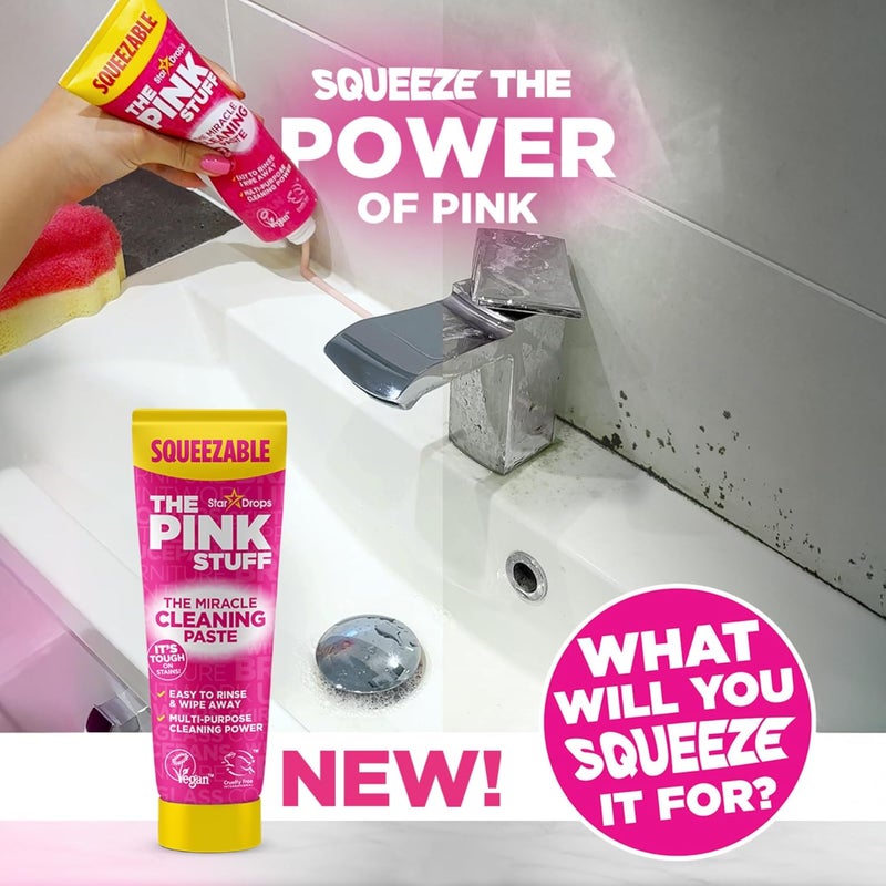 Stardrops The Pink Stuff The Miracle Squeezable Cleaning Paste 300g Easy to Rinse Multi Purpose Cleaner for Kitchen Bathroom Cooktops Tiles Sinks Showers and More - Image 1