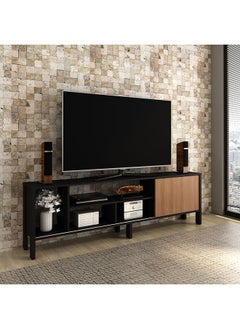 DANUBE HOME Cedro TV Cabinet For Up To 45 Inches TV Entertainment Wall Unit Furniture Wooden TV Stand For Living Room Bedroom TV Rack L183xW30xH56 cm Black/Almond  - Image 1