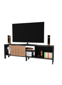 DANUBE HOME Cedro TV Cabinet For Up To 45 Inches TV Entertainment Wall Unit Furniture Wooden TV Stand For Living Room Bedroom TV Rack L183xW30xH56 cm Black/Almond  - Image 2
