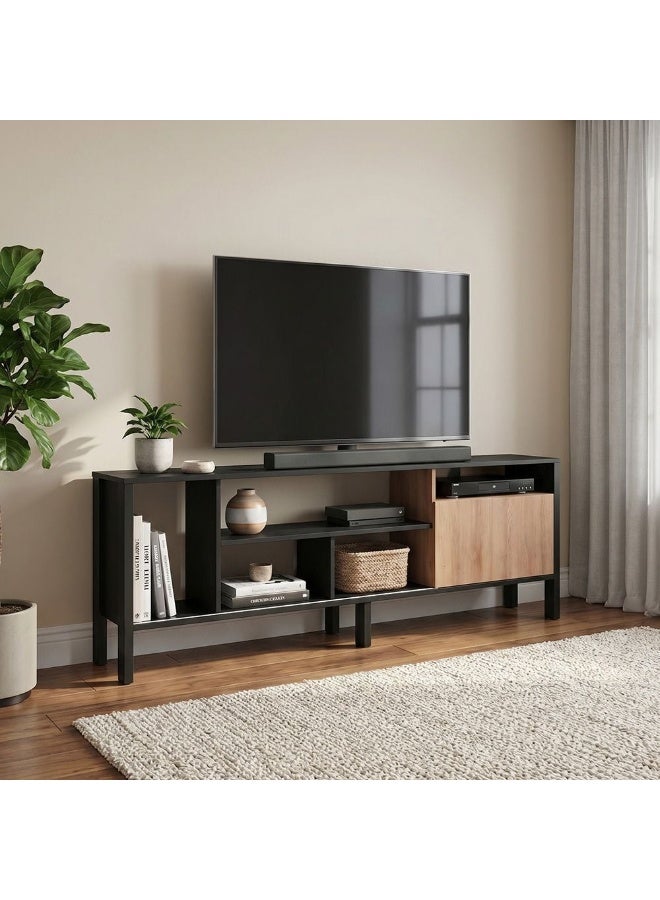 DANUBE HOME Cedro TV Cabinet For Up To 45 Inches TV Entertainment Wall Unit Furniture Wooden TV Stand For Living Room Bedroom TV Rack L183xW30xH56 cm Black/Almond - Image 1