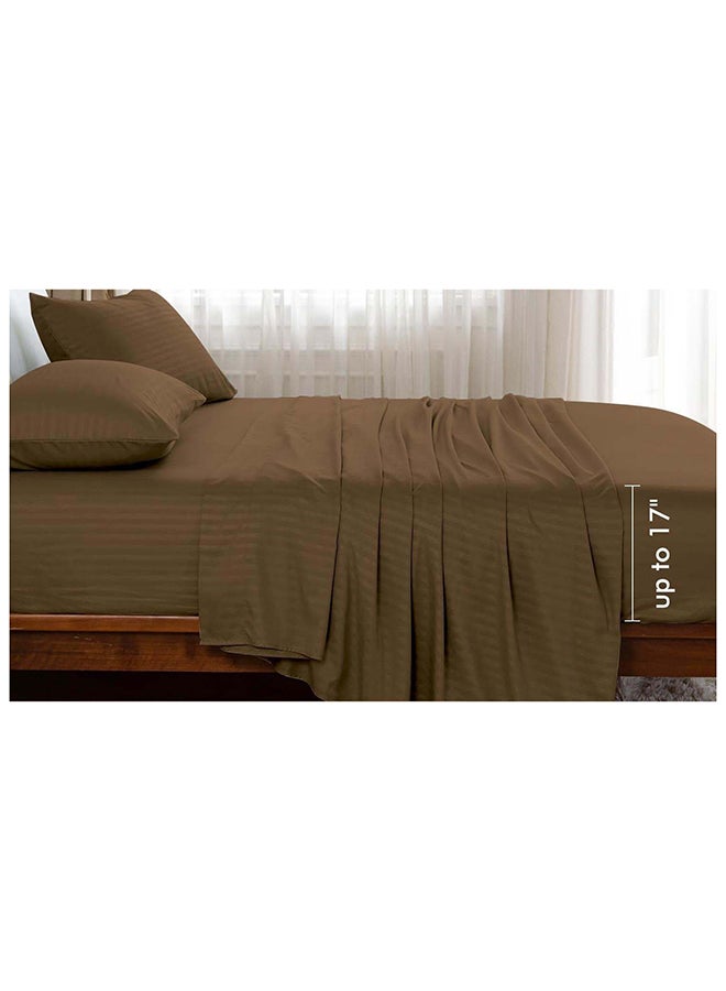 Hotel Collection HOTEL COLLECTION Stripe COFFEE BROWN King Size Fitted Sheet 180 x 200 cm with 2 Pillow Cases  - Image 2