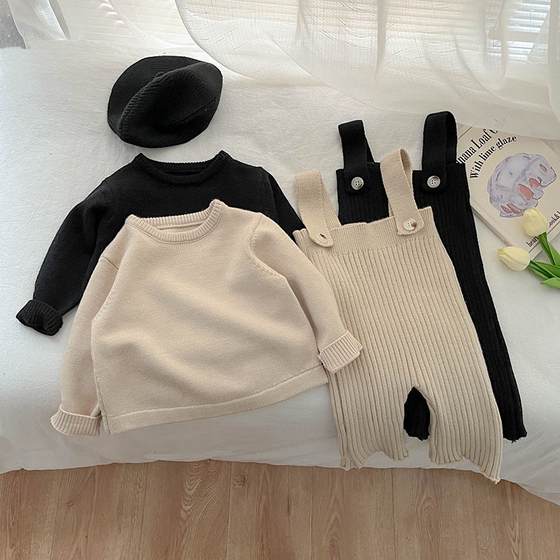 Girls Casual Knit Strap Pants Set Black suspenders  - Image 5