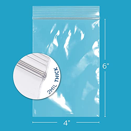 GPI 4" x 6" Zip Bags, 100 Pack, Clear Plastic Reclosable Poly Baggies, 2 mil with Resealable Zip Top Lock for Storage & Packaging Jewelry, Cookies, Food, Candy, Beads & Seeds. GPI - Image 2