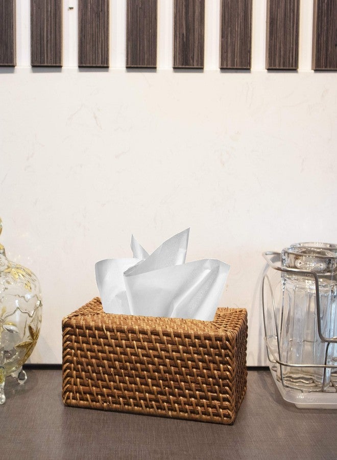 MadeTerra Rectangular Rattan Woven Tissue Box Cover Holder | Handmade Rustic Tissue Paper Box Napkin Dispenser Organizer for Kitchen, Bathroom and Office with a FREE Tissue Box (Brown) - Image 5