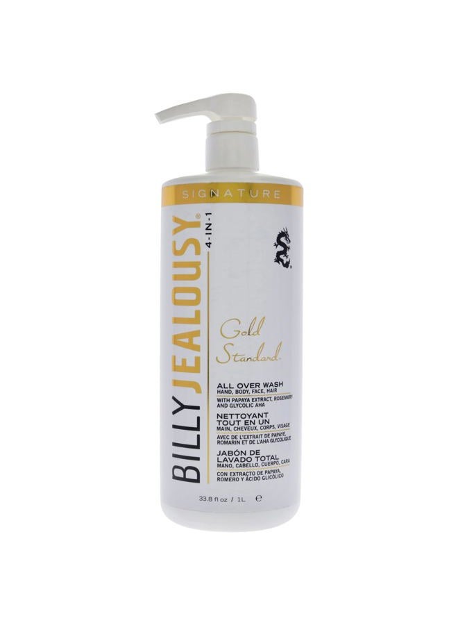 Billy Jealousy Gold Standard 4-in-1 All Over Wash - Hand, Body, Face and Hair Cleansing, Soothing and Moisturizing Wash, Papaya, Mint, Rosemary, Cucumber, 33.8 fl. oz. - Image 1