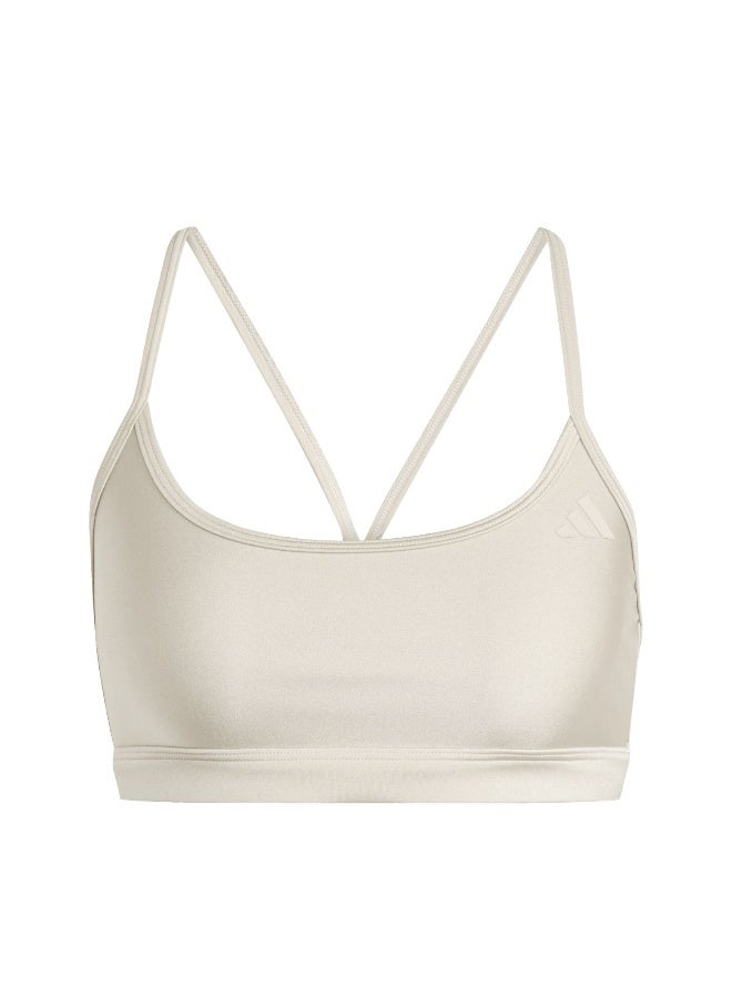 Adidas Adidas Aero Ls Bra Beige Workout Bra - Light Support Bra For Women - Image 1