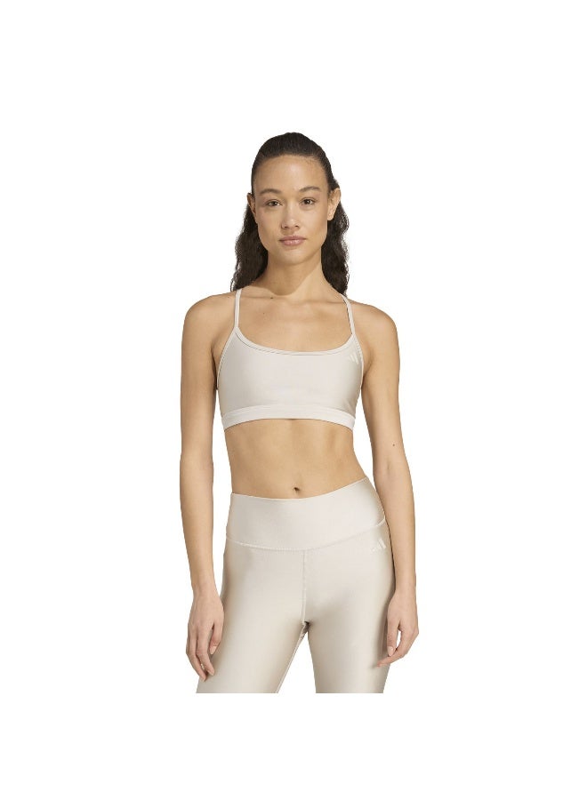 Adidas Adidas Aero Ls Bra Beige Workout Bra - Light Support Bra For Women - Image 3