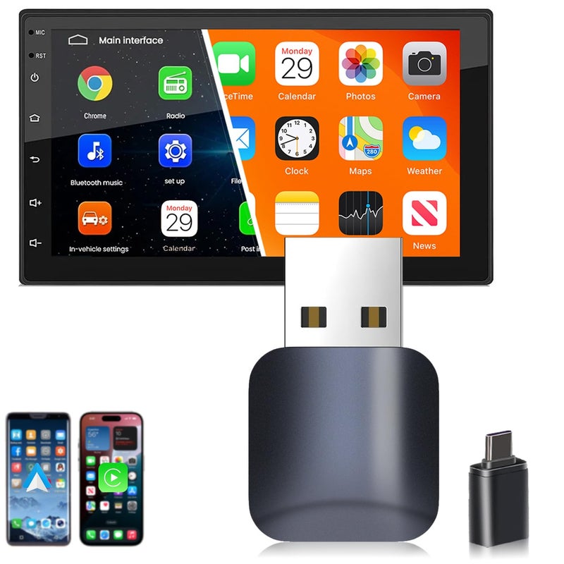 YEARWIN 1 YAER WARRANTY 2 in1 Wireless Carplay Adapter and Android Auto Adapter for Car |Converts Wired to Wireless, Bluetooth Connectivity, Only for Cars with OEM Installed Wired Android Auto and iOS - Image 1