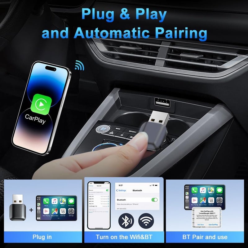 YEARWIN 1 YAER WARRANTY 2 in1 Wireless Carplay Adapter and Android Auto Adapter for Car |Converts Wired to Wireless, Bluetooth Connectivity, Only for Cars with OEM Installed Wired Android Auto and iOS - Image 4