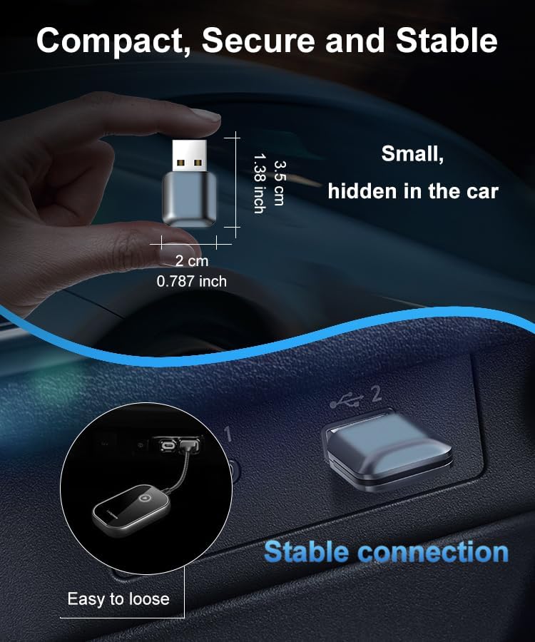 YEARWIN 1 YAER WARRANTY 2 in1 Wireless Carplay Adapter and Android Auto Adapter for Car |Converts Wired to Wireless, Bluetooth Connectivity, Only for Cars with OEM Installed Wired Android Auto and iOS - Image 2