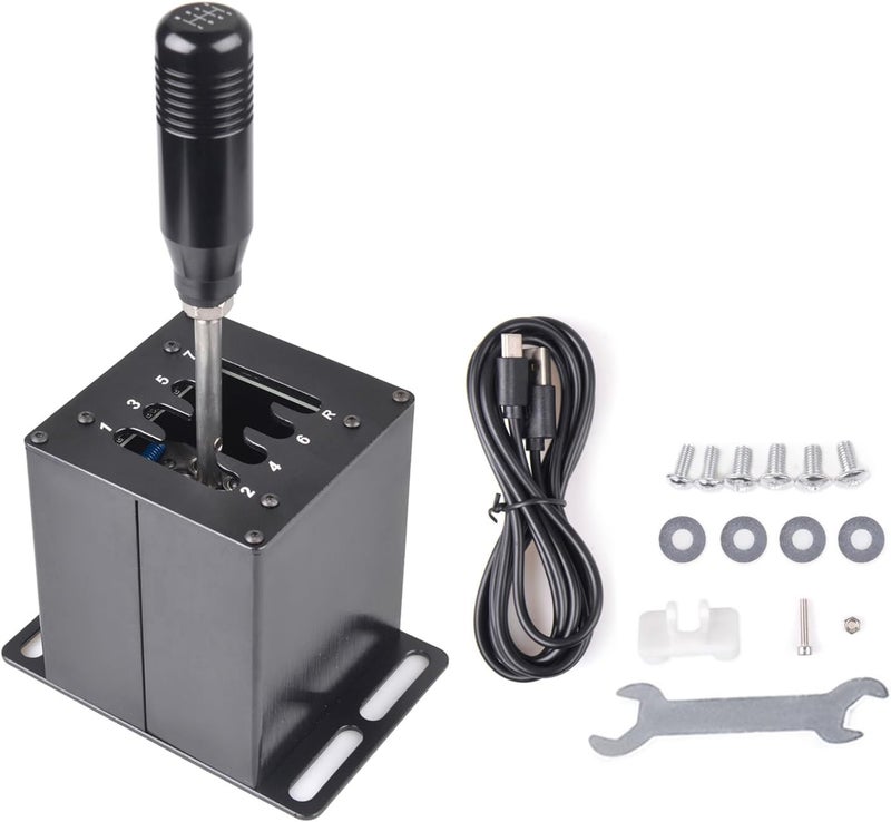 CNRAQR محول ناقل الحركة المحاكي من نوع USB للكمبيوتر الشخصي 7+R H Gear Shifter المتوافق مع عجلات القيادة Logitech G29/G27/G25/G920 و T300RS/GT، والمتوافق مع ناقل الحركة لنظام Windows للكمبيوتر الشخصي لألعاب المحاكاة مثل ATS و ETS و Dirt و WRC. - Image 1