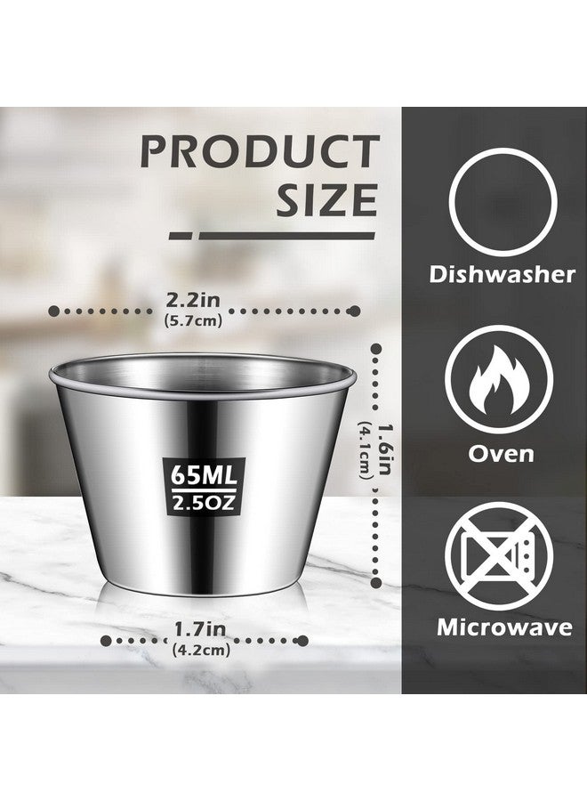 Mimorou 100 Pcs 2.5oz Metal Ramekins Stainless Steel Sauce Dipping Cups Ramekins Bulk Sauce Container Round Dipping Bowls Condiment Cup for Dish Butter Kitchen Restaurant Serving Party Dinner Cooking - Image 2