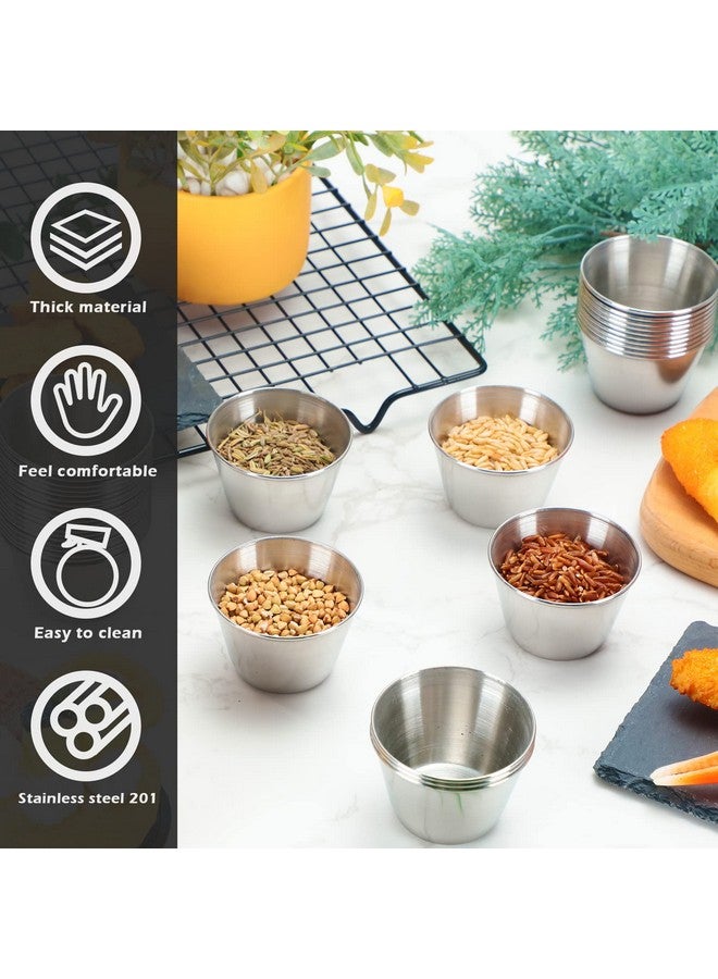 Mimorou 100 Pcs 2.5oz Metal Ramekins Stainless Steel Sauce Dipping Cups Ramekins Bulk Sauce Container Round Dipping Bowls Condiment Cup for Dish Butter Kitchen Restaurant Serving Party Dinner Cooking - Image 5