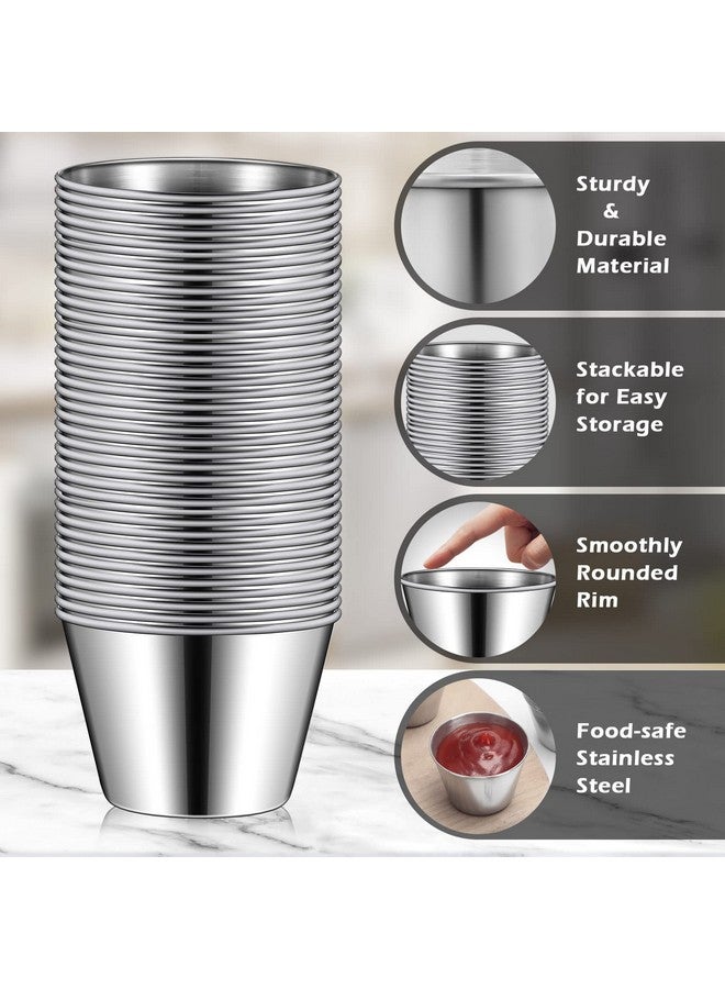 Mimorou 100 Pcs 2.5oz Metal Ramekins Stainless Steel Sauce Dipping Cups Ramekins Bulk Sauce Container Round Dipping Bowls Condiment Cup for Dish Butter Kitchen Restaurant Serving Party Dinner Cooking - Image 4