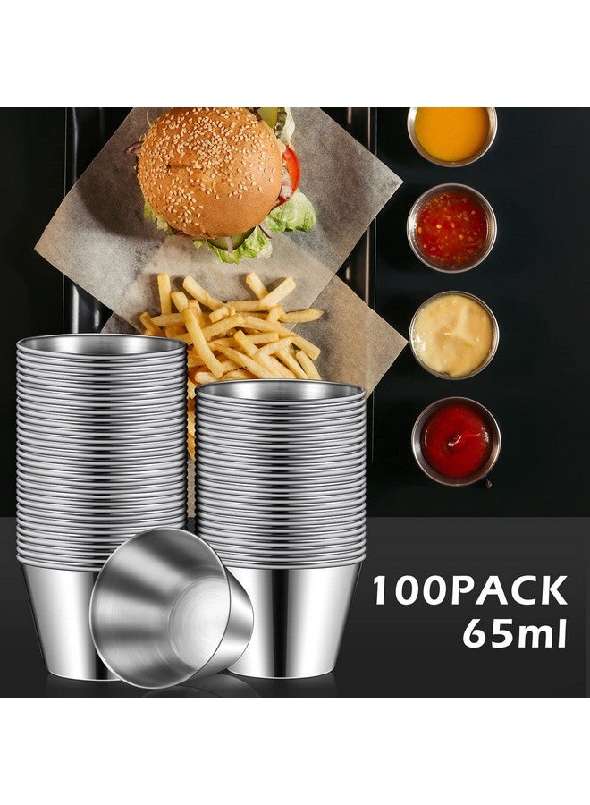 Mimorou 100 Pcs 2.5oz Metal Ramekins Stainless Steel Sauce Dipping Cups Ramekins Bulk Sauce Container Round Dipping Bowls Condiment Cup for Dish Butter Kitchen Restaurant Serving Party Dinner Cooking - Image 3