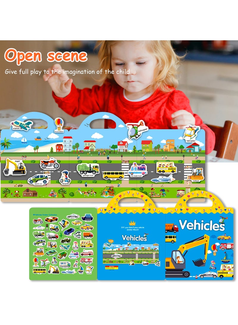 6 Set Reusable Sticker Book for Kids, Preschool Learning Activities Quiet Busy Book for Toddler Travel Toys Sticker Book Include Ocean, My Body, Vehicles, Animals, Season, Dinosaur Educational Gifts  - Image 5