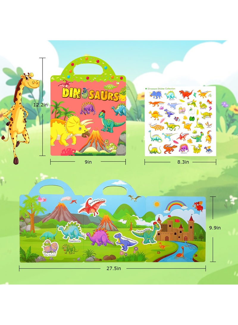 6 Set Reusable Sticker Book for Kids, Preschool Learning Activities Quiet Busy Book for Toddler Travel Toys Sticker Book Include Ocean, My Body, Vehicles, Animals, Season, Dinosaur Educational Gifts  - Image 4